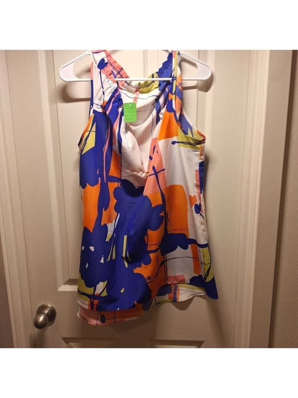 Eight Sixty Abstract Colorful Sleeveless Top Large